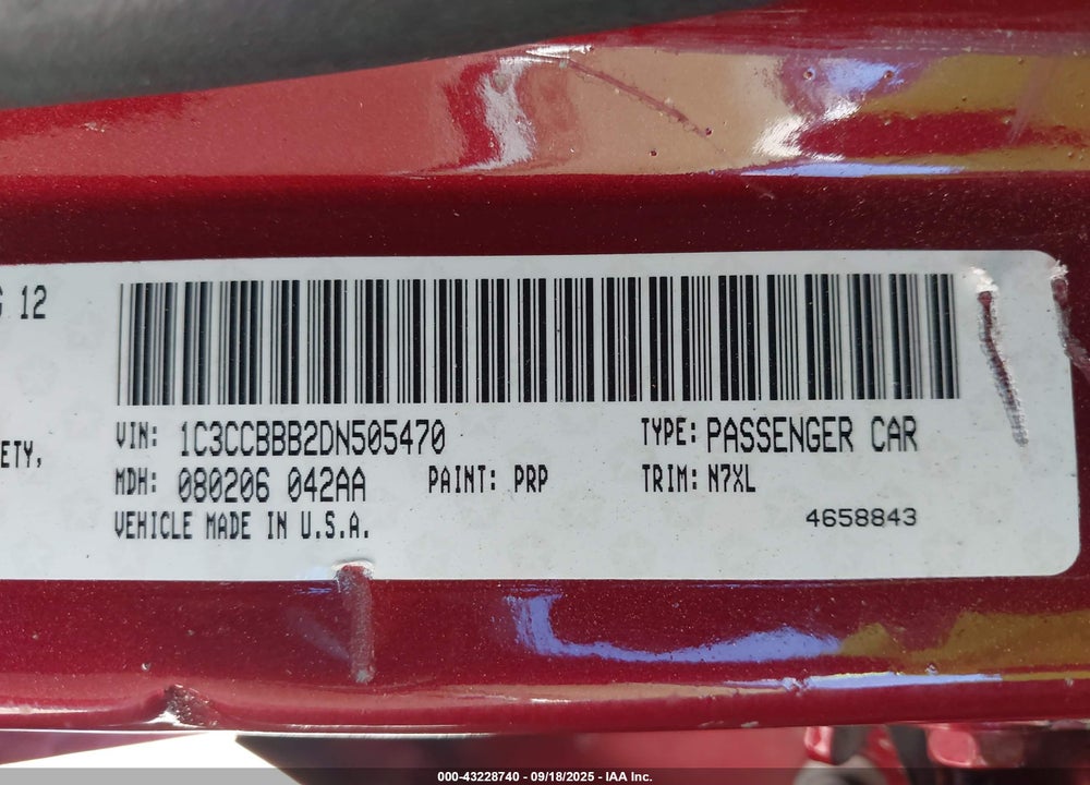 2013 CHRYSLER 200 VIN: 1C3CCBBB2DN505470