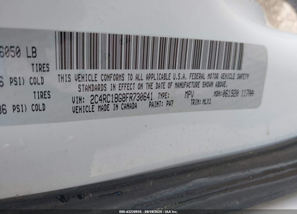 2015 CHRYSLER TOWN & COUNTRY TOURING VIN: 2C4RC1BG8FR730641