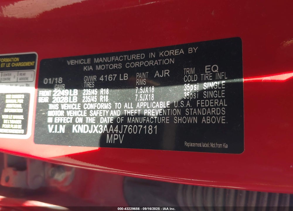 2018 KIA SOUL VIN: KNDJX3AA4J7607181