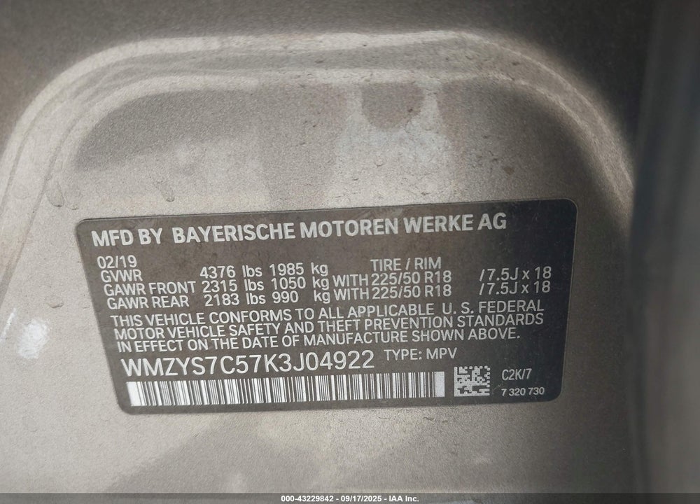 2019 MINI COUNTRYMAN COOPER VIN: WMZYS7C57K3J04922