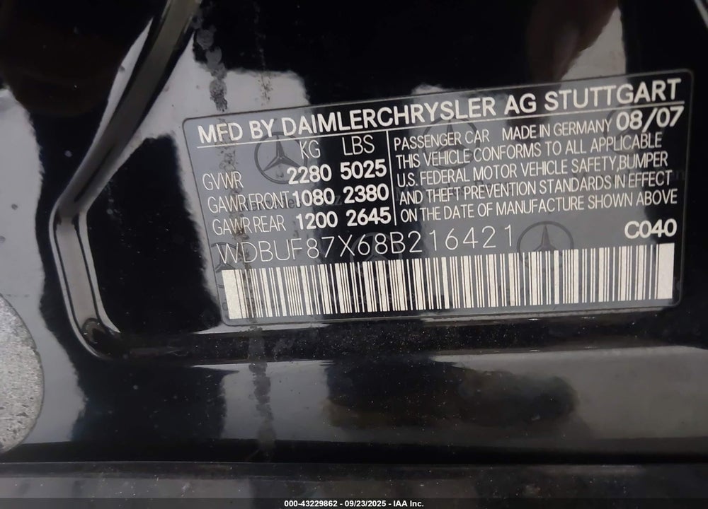 2008 MERCEDES-BENZ E 350 4MATIC VIN: WDBUF87X68B216421