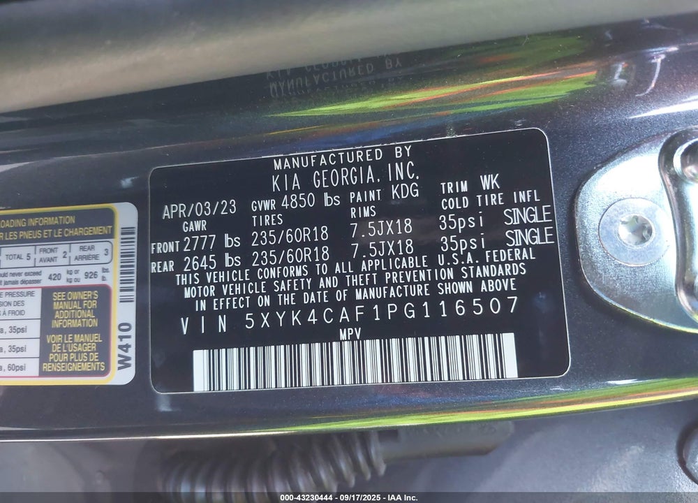 2023 KIA SPORTAGE VIN: 5XYK4CAF1PG116507