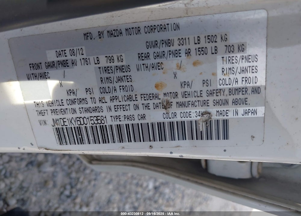 2013 MAZDA 2 SPORT VIN: JM1DE1KY6D0153581