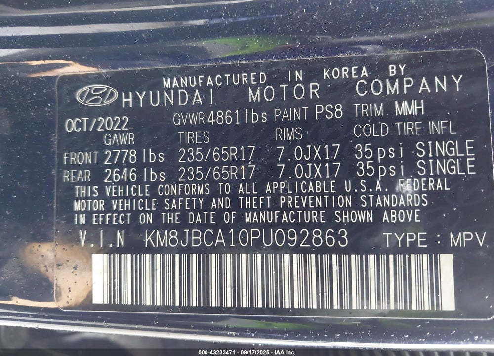 2023 HYUNDAI TUCSON HYBRID VIN: KM8JBCA10PU092863