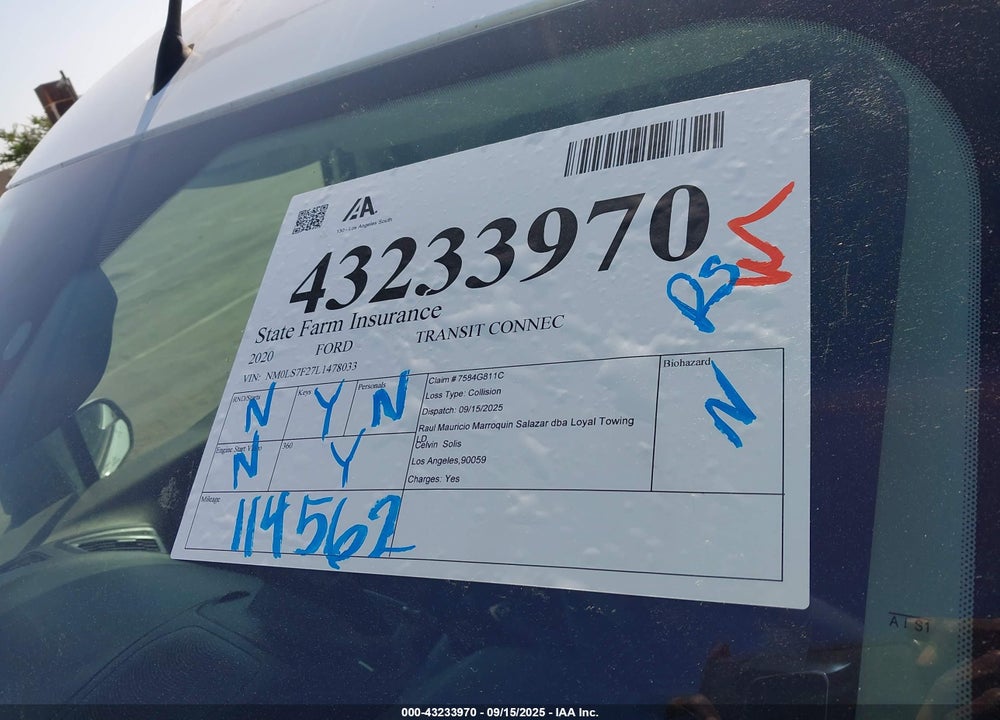 2020 FORD TRANSIT CONNECT XLT VIN: NM0LS7F27L1478033