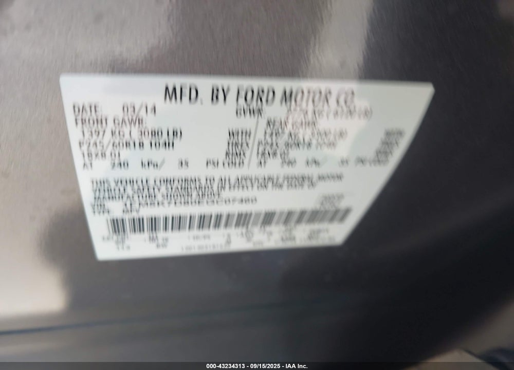 2014 FORD EXPLORER VIN: 1FM5K7D80EGC07460