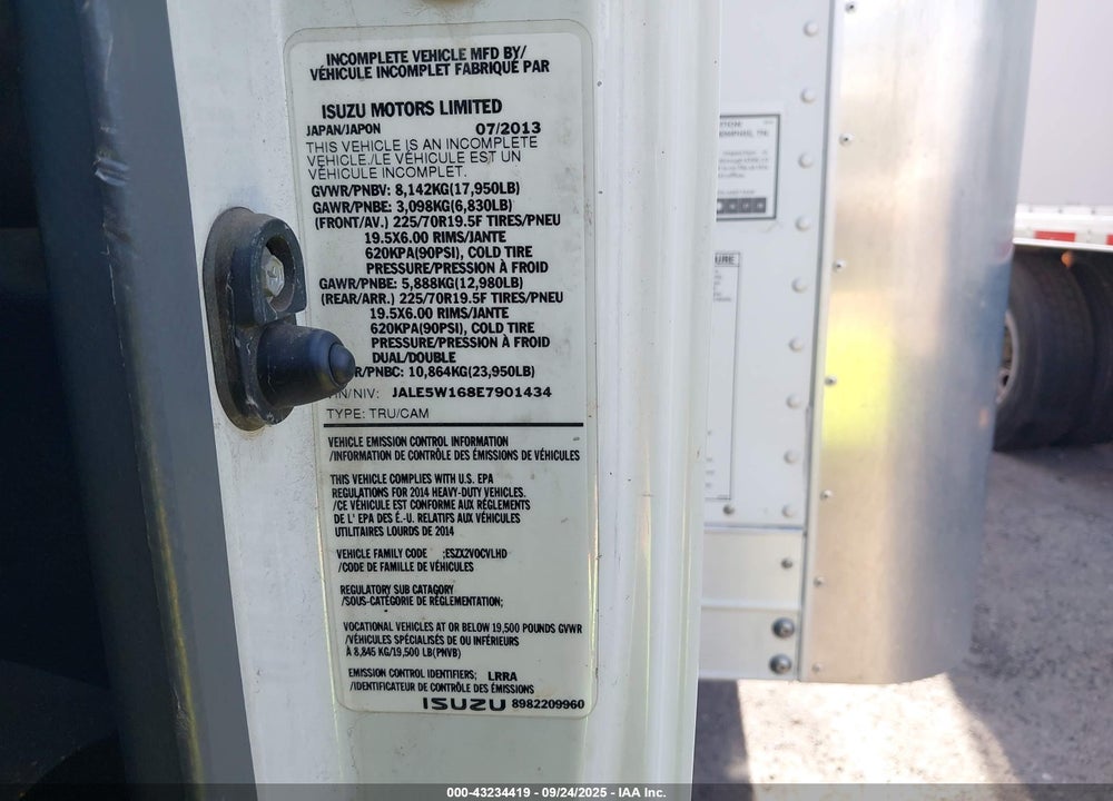 2014 ISUZU DSL REG AT VIN: JALE5W168E7901434