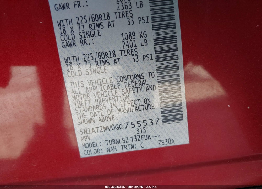 2016 NISSAN ROGUE SL VIN: 5N1AT2MV0GC755537