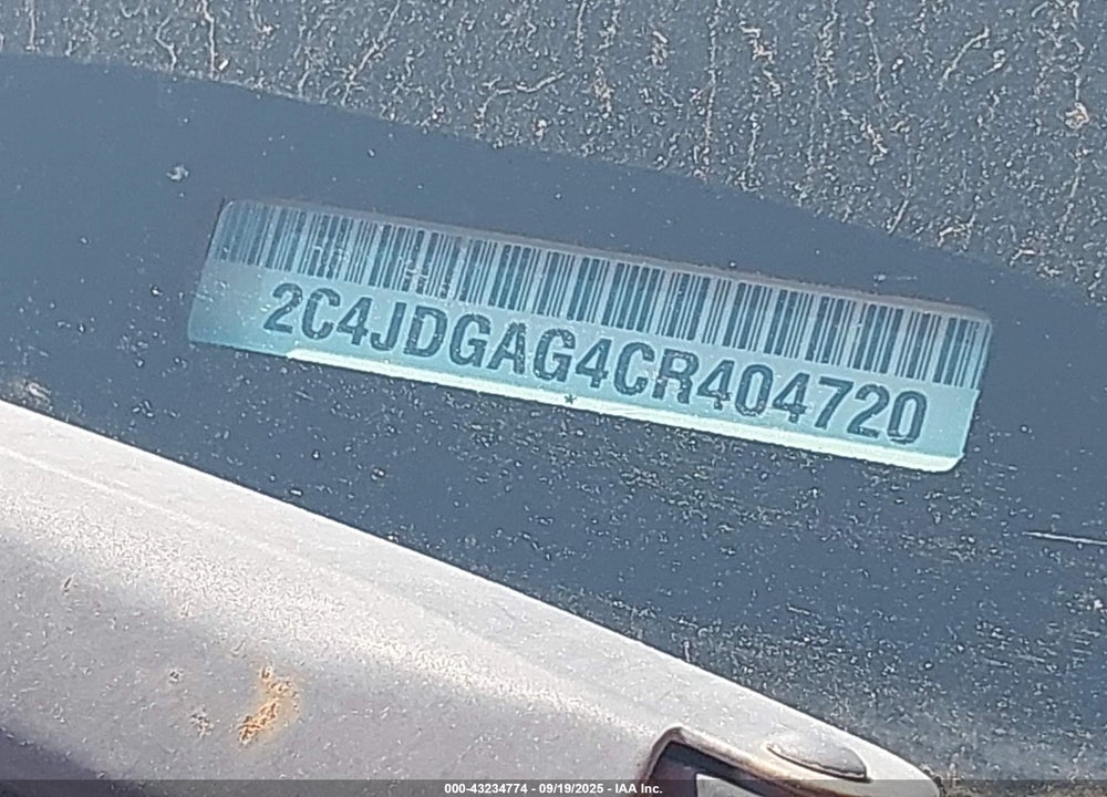 2012 RAM CARGO C/V VIN: 2C4JDGAG4CR404720