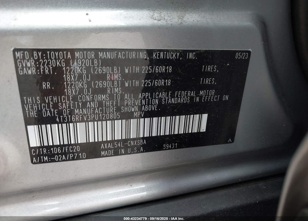 2023 TOYOTA RAV4 HYBRID SE VIN: 4T3T6RFV3PU120805