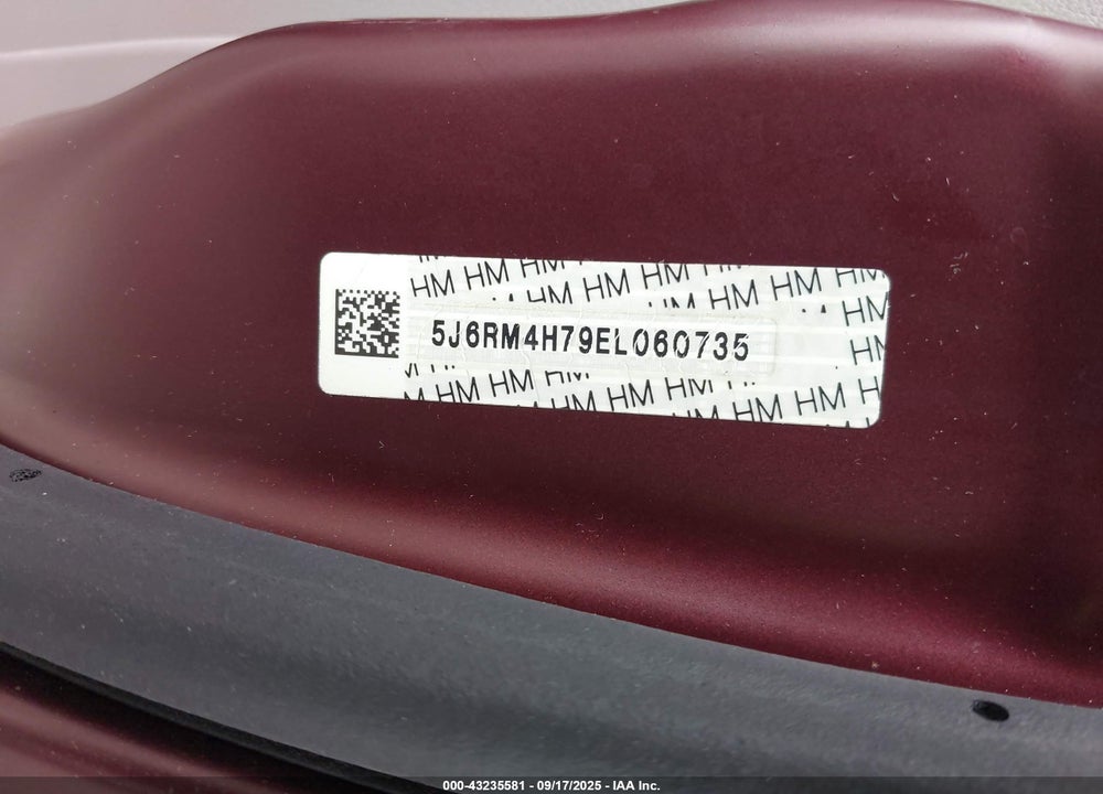 2014 HONDA CR-V EX-L VIN: 5J6RM4H79EL060735