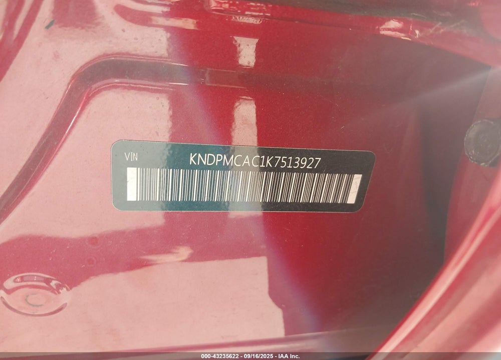 2019 KIA SPORTAGE VIN: KNDPMCAC1K7513927