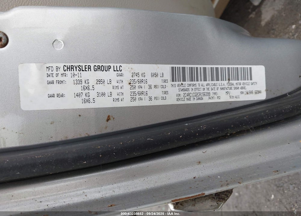 2012 CHRYSLER TOWN & COUNTRY VIN: 2C4RC1CG2CR156399