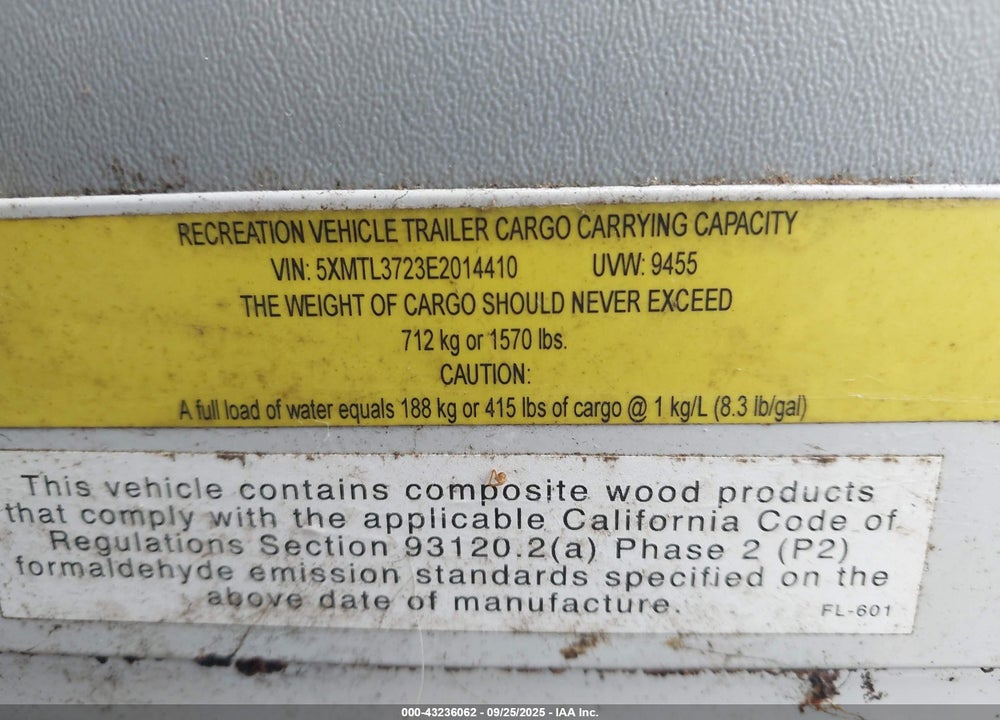 2014 OPEN RANGE TRAVEL TRAILER VIN: 5XMTL3723E2014410