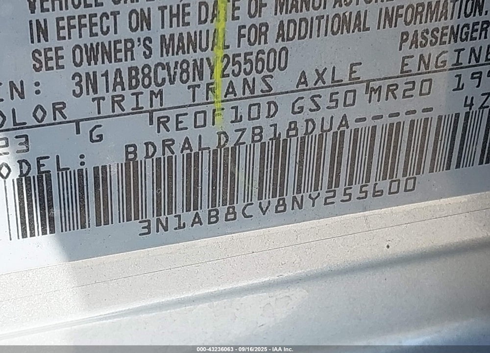 2022 NISSAN SENTRA SV XTRONIC CVT VIN: 3N1AB8CV8NY255600