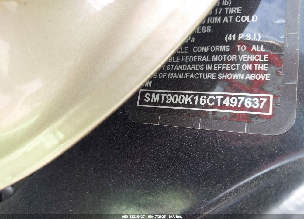 2012 TRIUMPH MOTORCYCLE BONNEVILLE VIN: SMT900K16CT497637