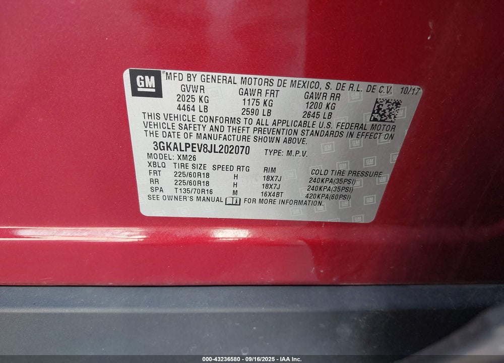 2018 GMC TERRAIN VIN: 3GKALPEV8JL202070