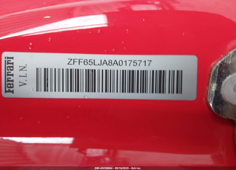 2010 FERRARI CALIFORNIA VIN: ZFF65LJA8A0175717