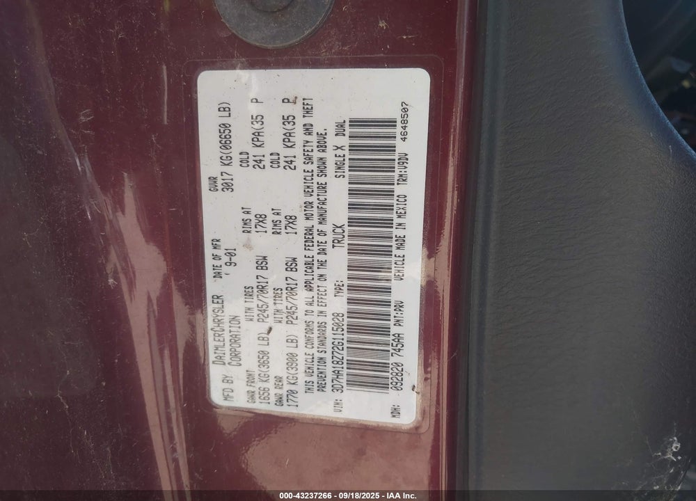 2002 DODGE RAM 1500 ST VIN: 3D7HA18Z72G115028