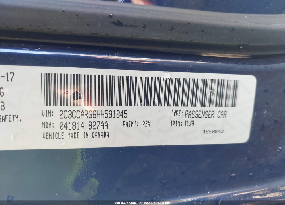 2017 CHRYSLER 300 VIN: 2C3CCARG6HH591845