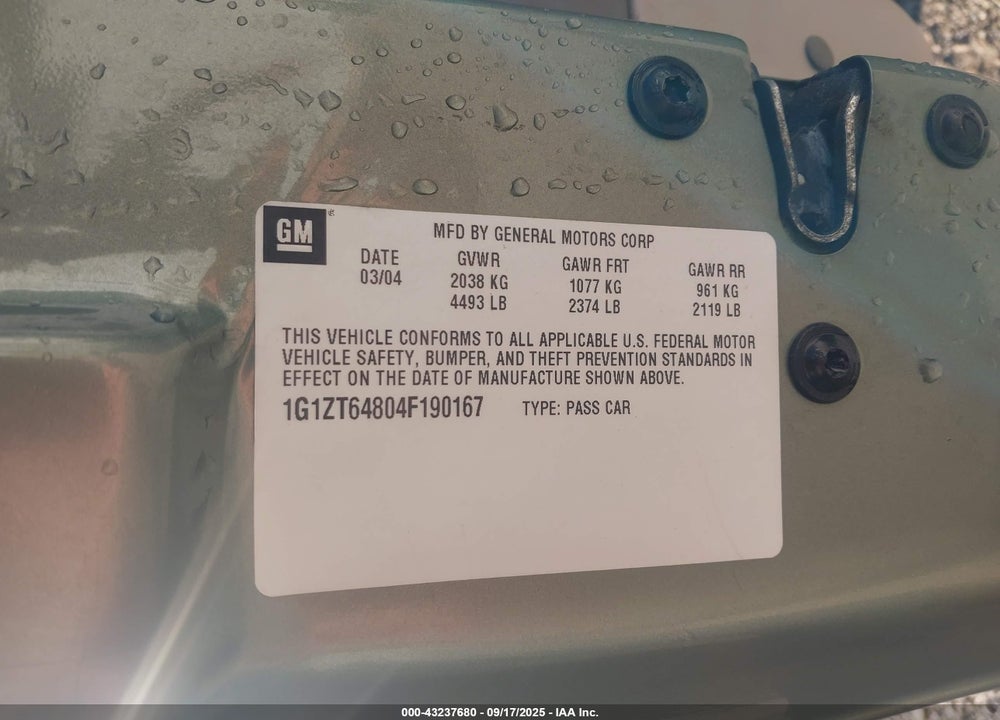 2004 CHEVROLET MALIBU MAXX LS VIN: 1G1ZT64804F190167