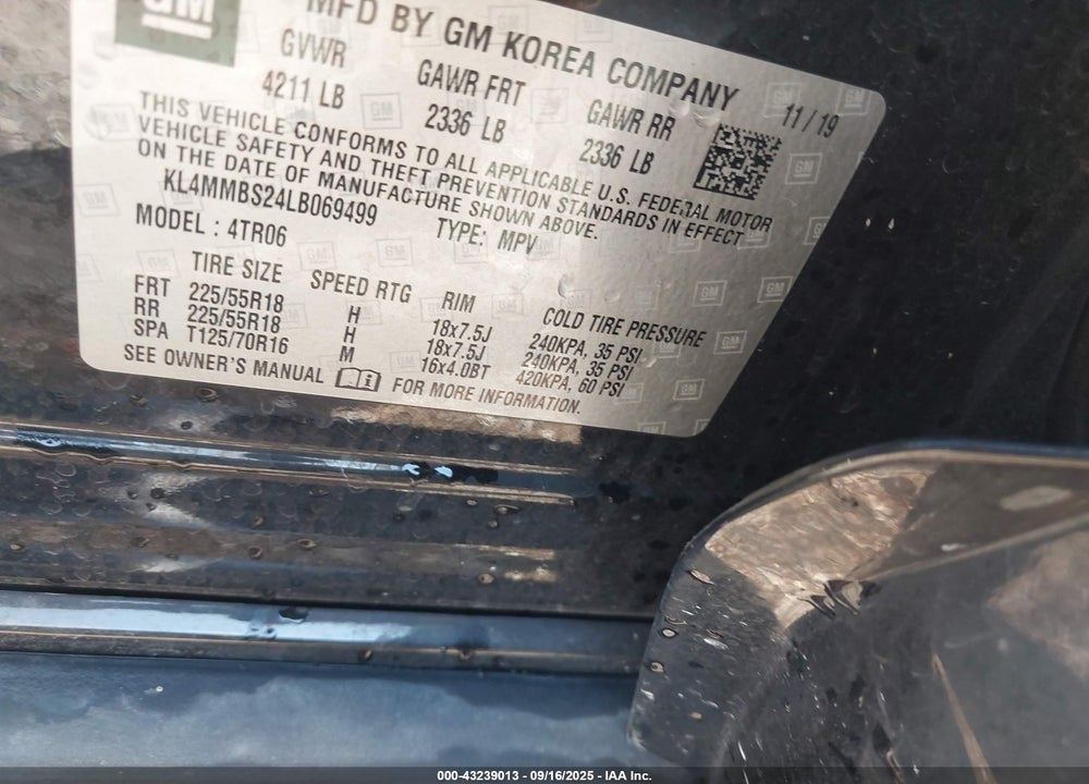 2020 BUICK ENCORE GX VIN: KL4MMBS24LB069499