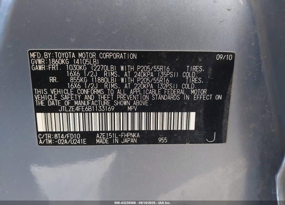 2011 SCION XB VIN: JTLZE4FE6B1133169