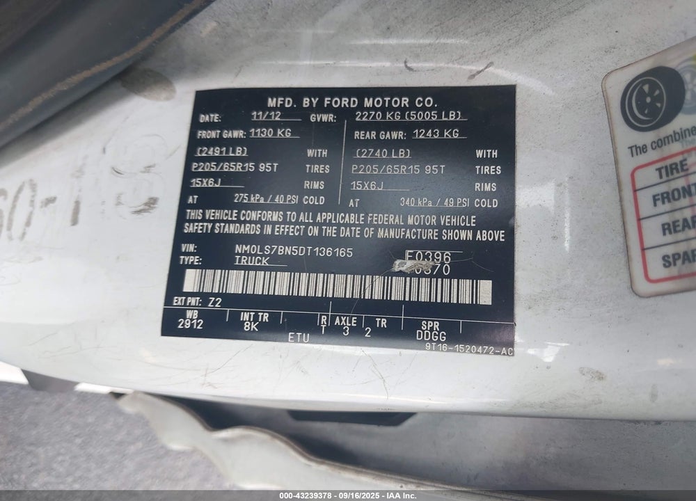 2013 FORD TRANSIT CONNECT XLT VIN: NM0LS7BN5DT136165