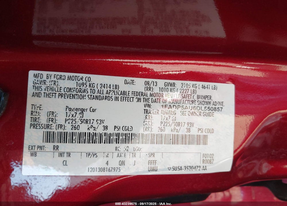 2013 FORD C-MAX HYBRID SE VIN: 1FADP5AU6DL550857