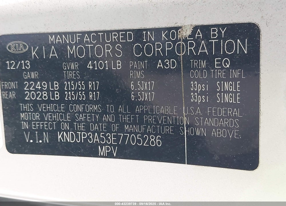 2014 KIA SOUL VIN: KNDJP3A53E7705286