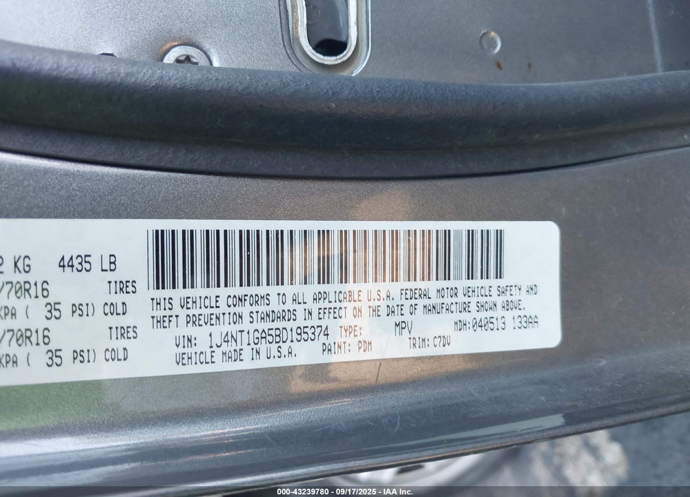 2011 JEEP PATRIOT VIN: 1J4NT1GA5BD195374