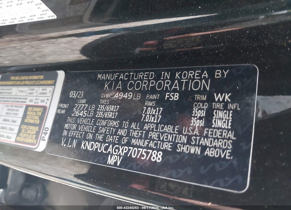 2023 KIA SPORTAGE HYBRID VIN: KNDPUCAGXP7075788