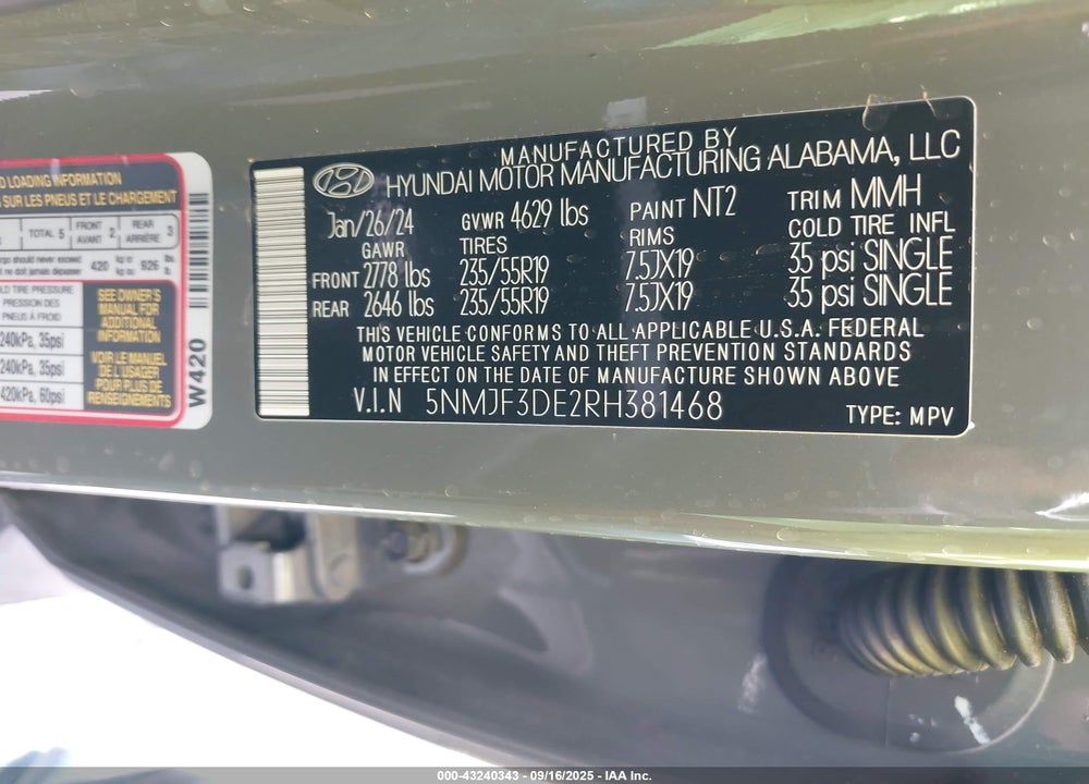 2024 HYUNDAI TUCSON VIN: 5NMJF3DE2RH381468