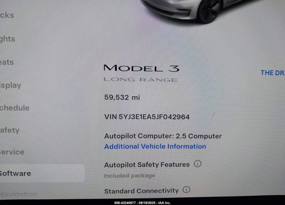 2018 TESLA MODEL 3 VIN: 5YJ3E1EA5JF042964