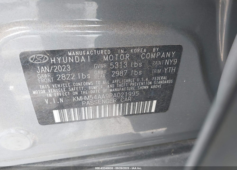 2023 HYUNDAI IONIQ 6 LIMITED VIN: KMHM54AA9PA021995