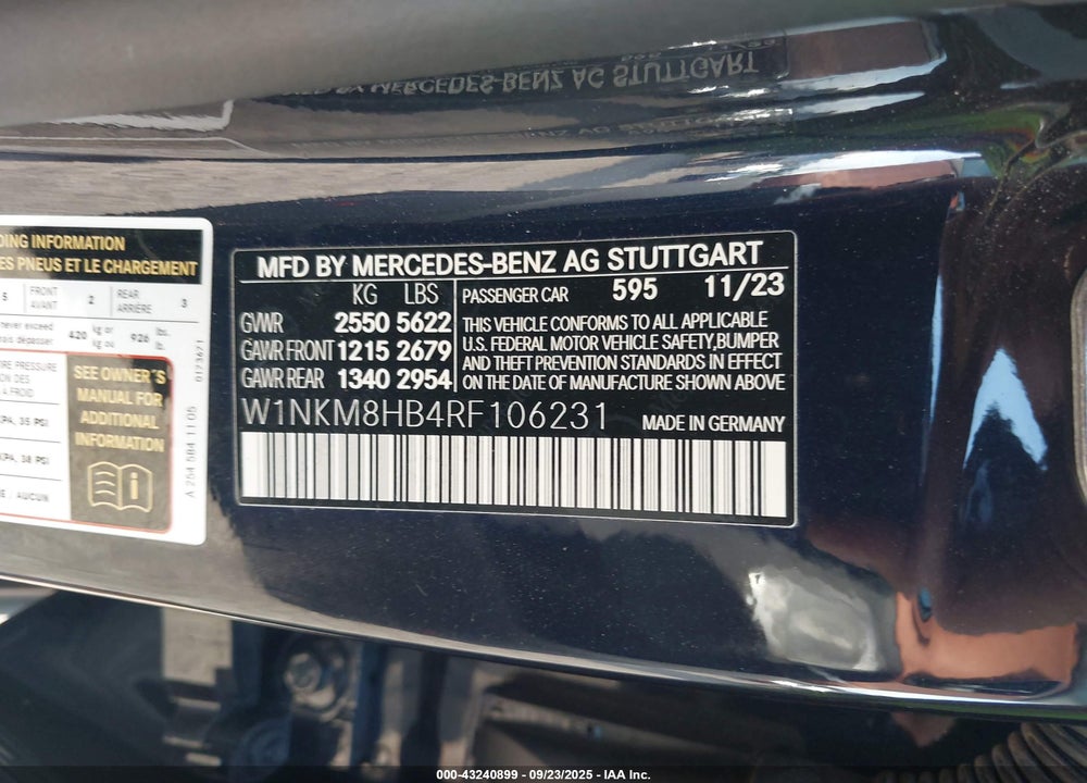 2024 MERCEDES-BENZ AMG GLC 43 4MATIC VIN: W1NKM8HB4RF106231