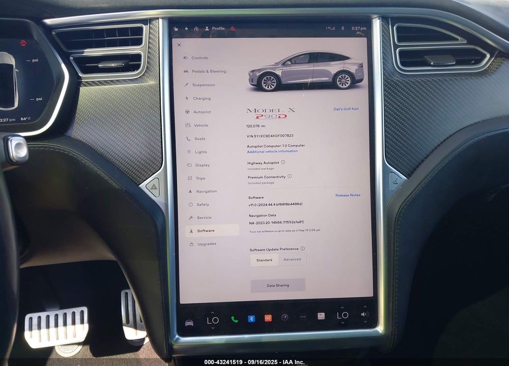 2016 TESLA MODEL X VIN: 5YJXCBE4XGF007823