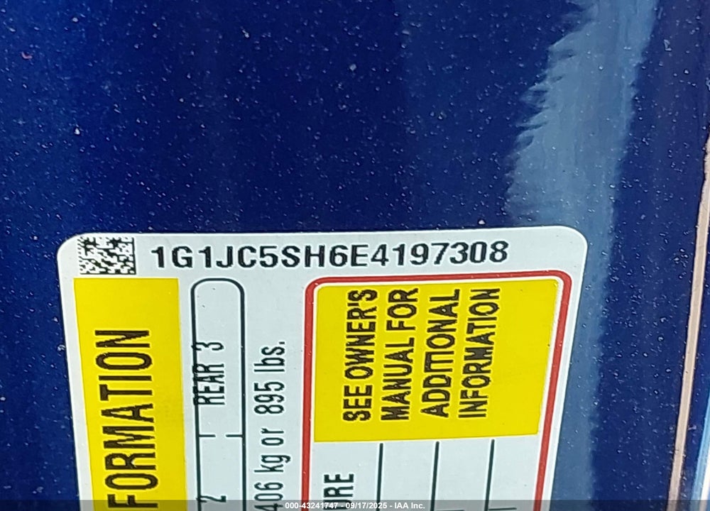 2014 CHEVROLET SONIC VIN: 1G1JC5SH6E4197308