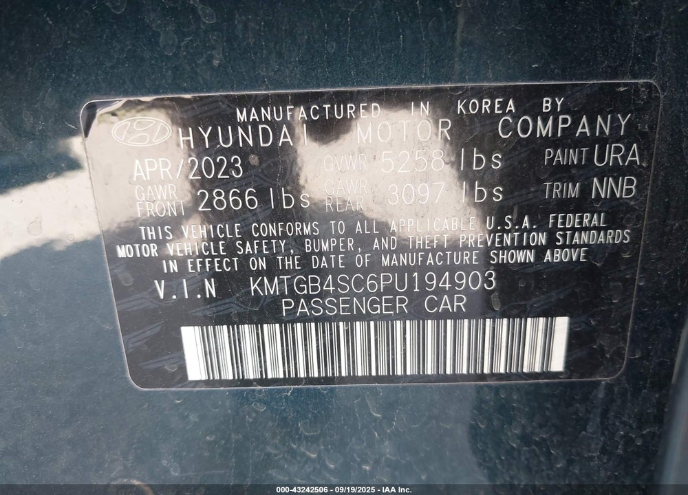2023 GENESIS G80 VIN: KMTGB4SC6PU194903