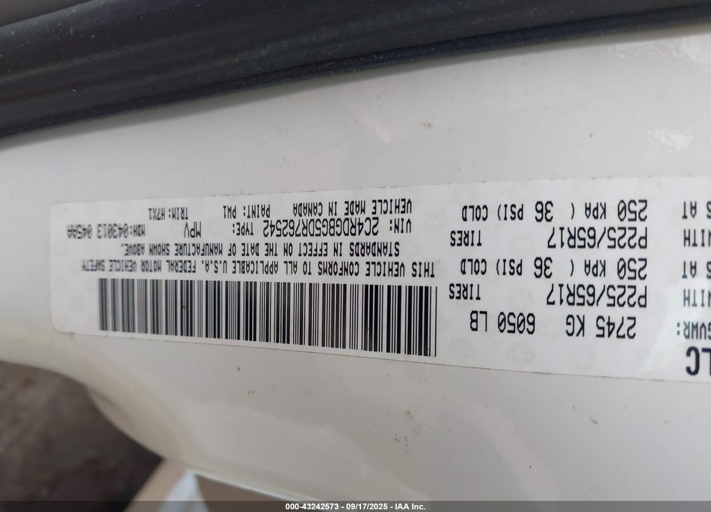 2013 DODGE GRAND CARAVAN SE VIN: 2C4RDGBG5DR762542