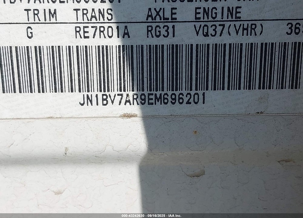 2014 INFINITI Q50 VIN: JN1BV7AR9EM696201