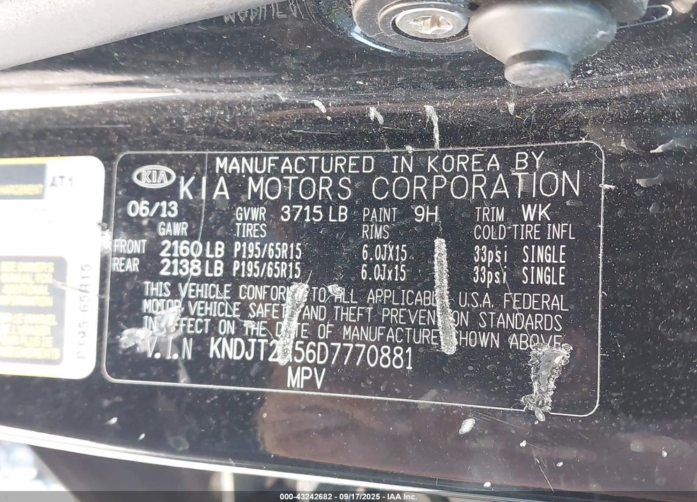 2013 KIA SOUL VIN: KNDJT2A56D7770881