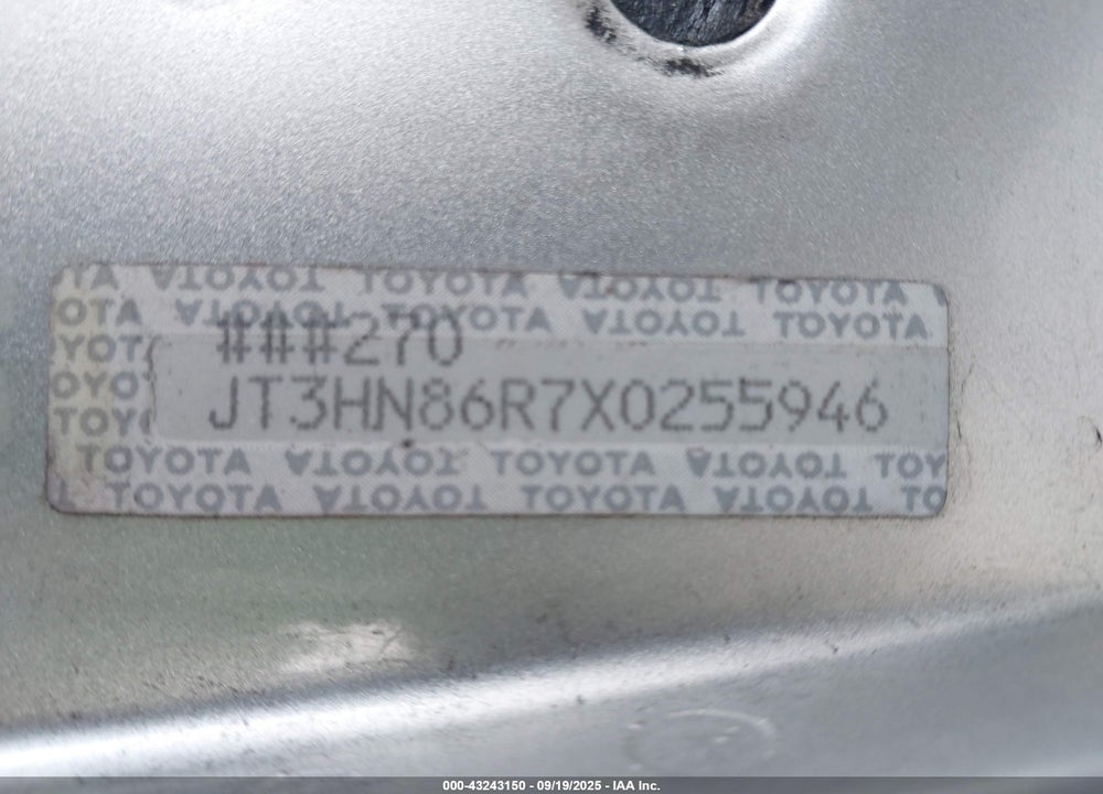 1999 TOYOTA 4RUNNER VIN: JT3HN86R7X0255946