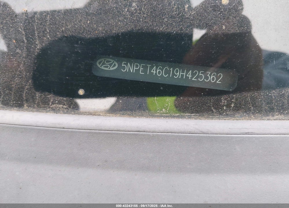 2009 HYUNDAI SONATA VIN: 5NPET46C19H425362