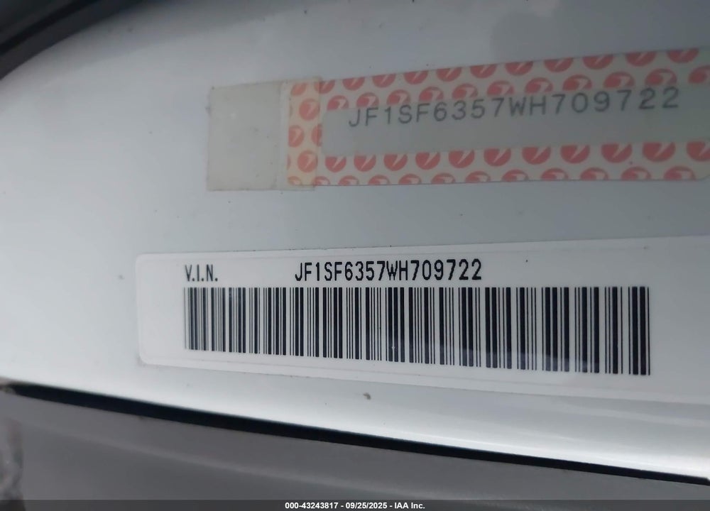 1998 SUBARU FORESTER L VIN: JF1SF6357WH709722