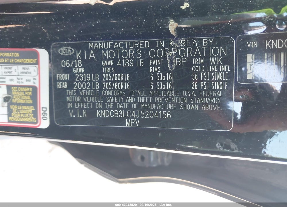 2018 KIA NIRO LX VIN: KNDCB3LC4J5204156