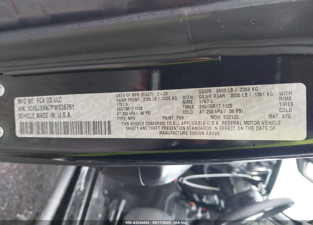 2023 JEEP WRANGLER / VIN: 1C4GJXAN7PW636761