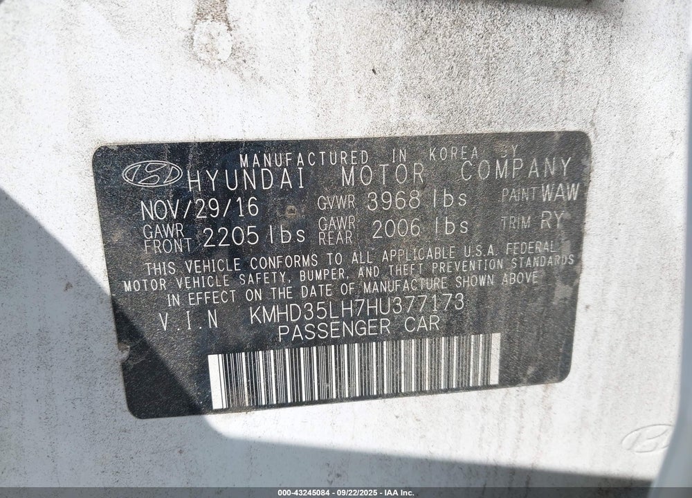 2017 HYUNDAI ELANTRA GT VIN: KMHD35LH7HU377173