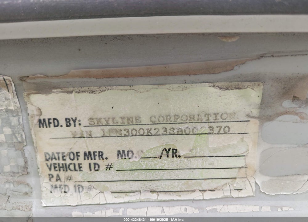 1995 SKYLINE NOMAD VIN: 1SN300K23SB002370