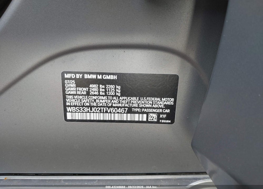 2026 BMW M3 COMPETITION XDRIVE VIN: WBS33HJ02TFV60467